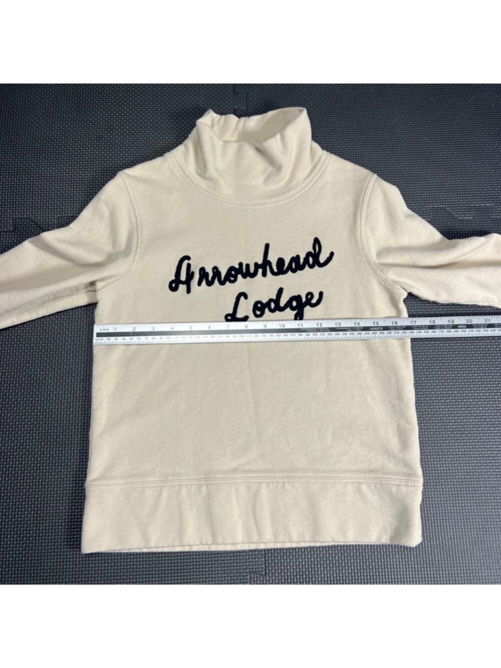 Madewell Arrowhead Lodge Embroidered Turtleneck Sweatshirt XS Cream Cotton Blend - Picture 2 of 5